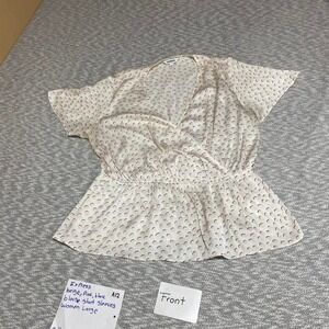 Express beige polka dot top with short sleeves women L. SKUA12#polkadot